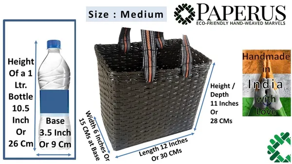 _Paperus,_Medium,_Dark_Brown,_Lunch_Bag,_Picnic_Basket,_Handbag,_Carry_Bag,_Tiffin_Basket_for_Office,_Rectangular,_Eco-Friendly,_Handmade,_of_Paper_Ropes,_in_Inch_11_H,_12_L,_6_Wide_Base
