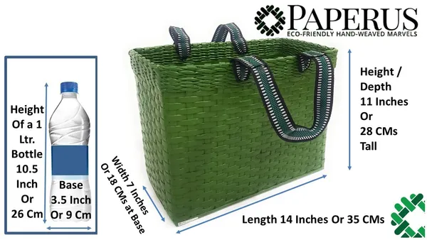 Sonas_Creation,_Green,_Large,_Lunch_Bag,_Picnic_Basket,_Handmade,_of_Paper_Ropes