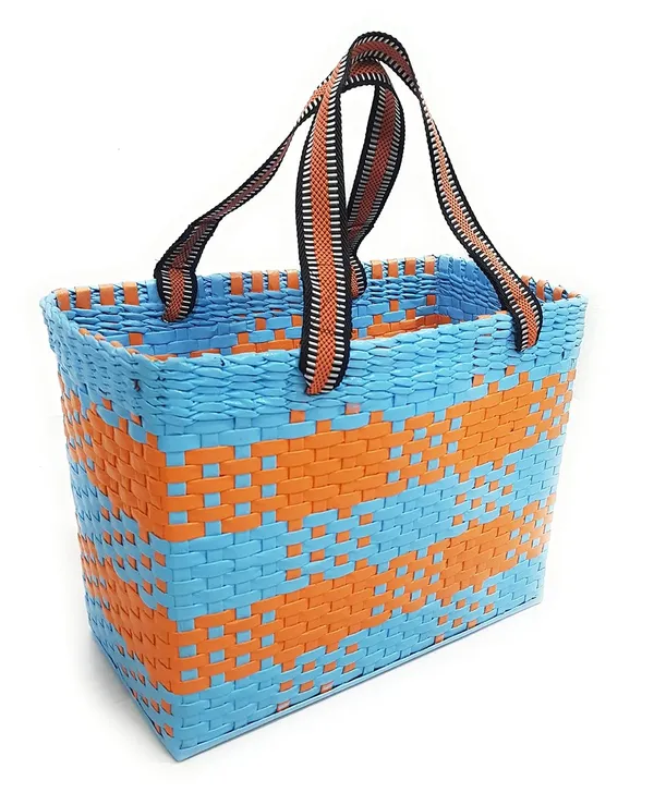 Sonas_Creation_Paperus,_Large,_Sky_Blue_&_Orange,_Lunch_Bag_for_Office,_Tiffin_Basket,_Picnic_Basket,_Carry_Bag,_Eco-Friendly,_Handmade,_of_Paper_Ropes_Ht._11,_LTH_14,_B_7_inch