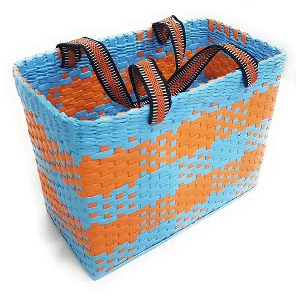 Sonas_Creation_Paperus,_Large,_Sky_Blue_&_Orange,_Lunch_Bag_for_Office,_Tiffin_Basket,_Picnic_Basket,_Carry_Bag,_Eco-Friendly,_Handmade,_of_Paper_Ropes_Ht._11,_LTH_14,_B_7_inch