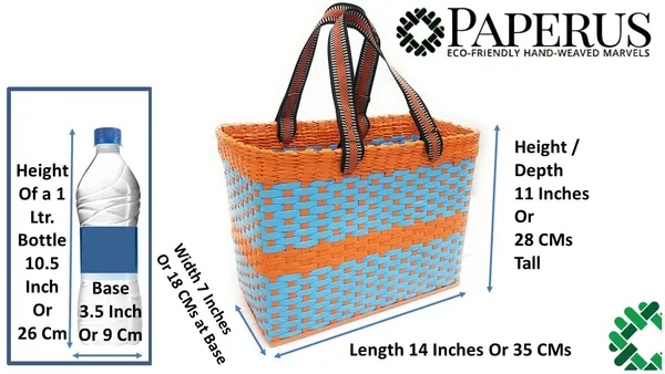 Sonas_Creation,_Large_Sky_Blue_&_Orange,_Lunch_Bag,_Tiffin_Basket,_Picnic_Basket,_Handmade,_of_Paper_Ropes