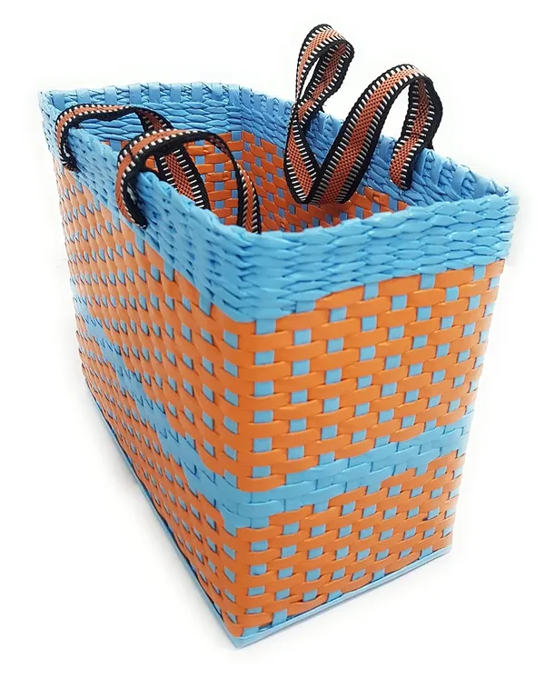 Sonas_Creation_Paperus,_Large,_Sky_Blue_&_Orange,_Lunch_Bag_for_Office,_Tiffin_Basket,_Picnic_Basket,_Carry_Bag,_Eco-Friendly,_Handmade,_of_Paper_Ropes_Ht._11,_LTH_14,_B_7_inch