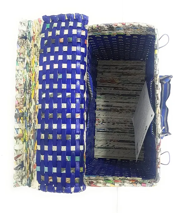 Sonas_Creation_Paperus,_Large_Lunch_Bag_with_Lid,_Picnic_Basket_with_Cover,_Tiffin_Basket_for_Office,_Travel_Bag,_Eco-Friendly,_Handmade_Size_in_Inches_Height_11_Length_14_Base_7_(Blue)