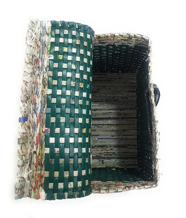 _Paperus,_Large_Lunch_Bag_with_Lid,_Picnic_Basket_with_Cover,_Tiffin_Basket_for_Office,_Travel_Bag,_Eco-Friendly,_Handmade_in_Inches_Height_11_Length_14_and_7_Inch_Wide_at_Base_(Green)