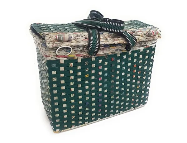 _Paperus,_Large_Lunch_Bag_with_Lid,_Picnic_Basket_with_Cover,_Tiffin_Basket_for_Office,_Travel_Bag,_Eco-Friendly,_Handmade_in_Inches_Height_11_Length_14_and_7_Inch_Wide_at_Base_(Green)
