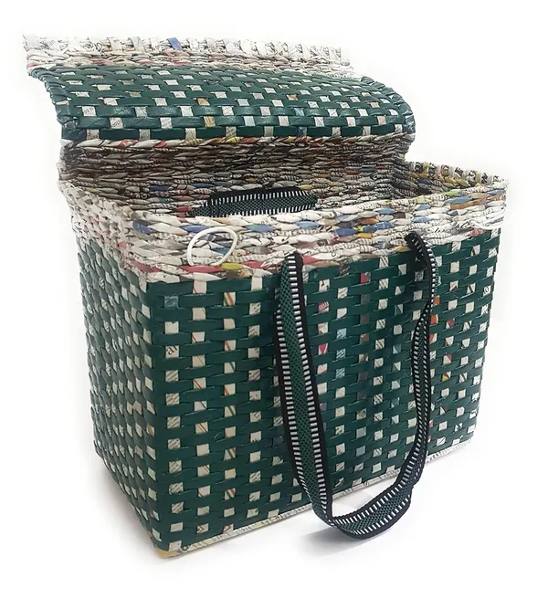 Sonas_Creation_Paperus,_Large_Lunch_Bag_with_Lid,_Picnic_Basket_with_Cover,_Tiffin_Basket_for_Office,_Travel_Bag,_Eco-Friendly,_Handmade_in_Inches_Height_11_Length_14_and_7_Inch_Wide_at_Base_(Green)