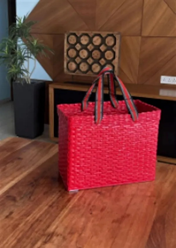 Sonas_Creation_Paperus,_Extra_Large,_XL,_Red,_Lunch_Bag,_Tiffin_Basket,_Big_Picnic_Basket,_Travel_Bag,_Handbag,_Eco-Friendly,_Handmade_of_Paper_Ropes,_in_Inch_Height_12,_Length_15,_Breadth_8