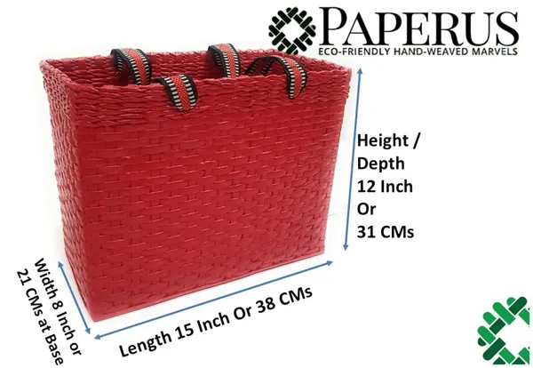 Sonas_Creation_Paperus,_Extra_Large,_XL,_Red,_Lunch_Bag,_Tiffin_Basket,_Big_Picnic_Basket,_Travel_Bag,_Handbag,_Eco-Friendly,_Handmade_of_Paper_Ropes,_in_Inch_Height_12,_Length_15,_Breadth_8