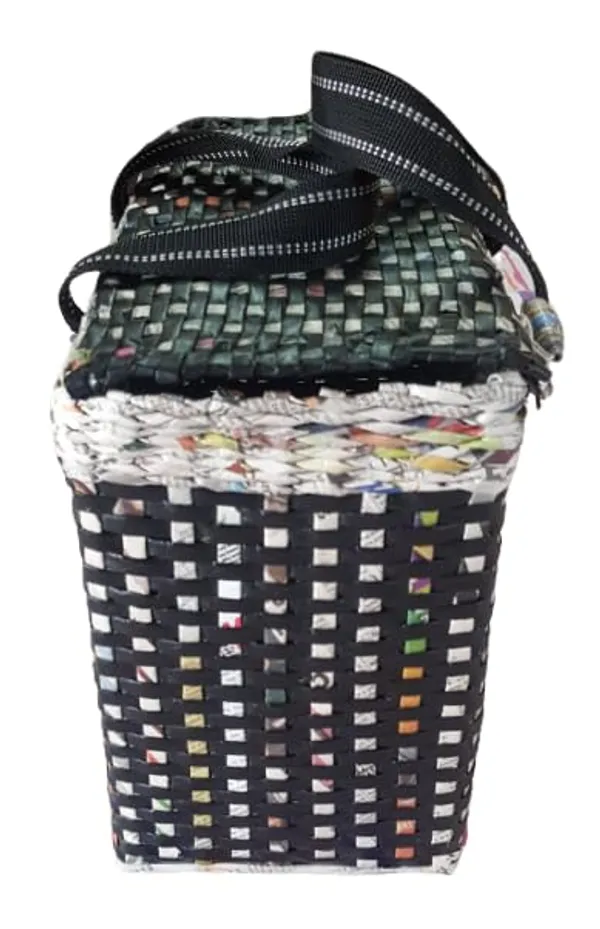 _Paperus,_Extra_Large,_XL,_Black_Check,_Lunch_Bag_with_Lid,_Tiffin_Basket,_Picnic_Basket_with_Cover,_Travel_Bag,_Handbag,_Eco-Friendly,_Handmade_of_Paper_Ropes_12_H_X_15_L_X_8_B_inch