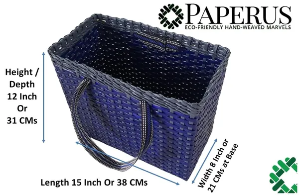 Sonas_Creation_Paperus,_Extra_Large,_XL,_Blue_Grey,_Lunch_Bag,_Tiffin_Basket,_Big_Picnic_Basket,_Travel_Bag,_Handbag,_Eco-Friendly,_Handmade_of_Paper_Ropes,_in_Inch_Height_12,_Length_15,_Width_8