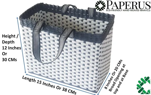 Sonas_Creation_Paperus,_Extra_Large,_XL,_White_Grey,_Lunch_Bag,_Tiffin_Basket_for_Office,_Big_Picnic_Basket,_Travel_Bag,_Handbag,_Eco-Friendly,_Handmade_of_Paper_Ropes,_in_Inch_H_12,_L15,_B_8