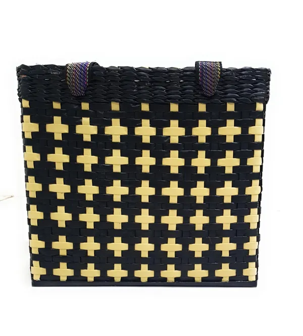 _Paperus,_Medium_Size,_Lunch_Bag,_Tiffin_Basket_for_Office,_Food_Basket,_with_Double_Top_Handles,_Eco-Friendly,_Handmade_of_Paper_Ropes,_Ht._11,_Lnth_12,_6-Inch-Wide_Base_(Black)