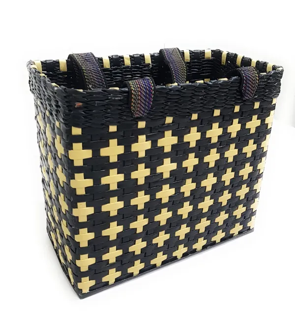 _Paperus,_Medium_Size,_Lunch_Bag,_Tiffin_Basket_for_Office,_Food_Basket,_with_Double_Top_Handles,_Eco-Friendly,_Handmade_of_Paper_Ropes,_Ht._11,_Lnth_12,_6-Inch-Wide_Base_(Black)