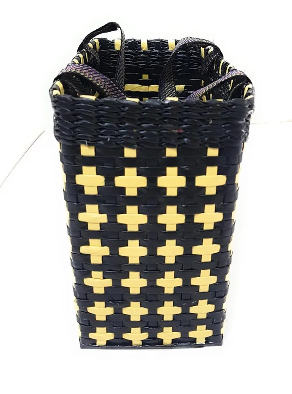Sonas_Creation_Paperus,_Medium_Size,_Lunch_Bag,_Tiffin_Basket_for_Office,_Food_Basket,_with_Double_Top_Handles,_Eco-Friendly,_Handmade_of_Paper_Ropes,_Ht._11,_Lnth_12,_6-Inch-Wide_Base_(Black)