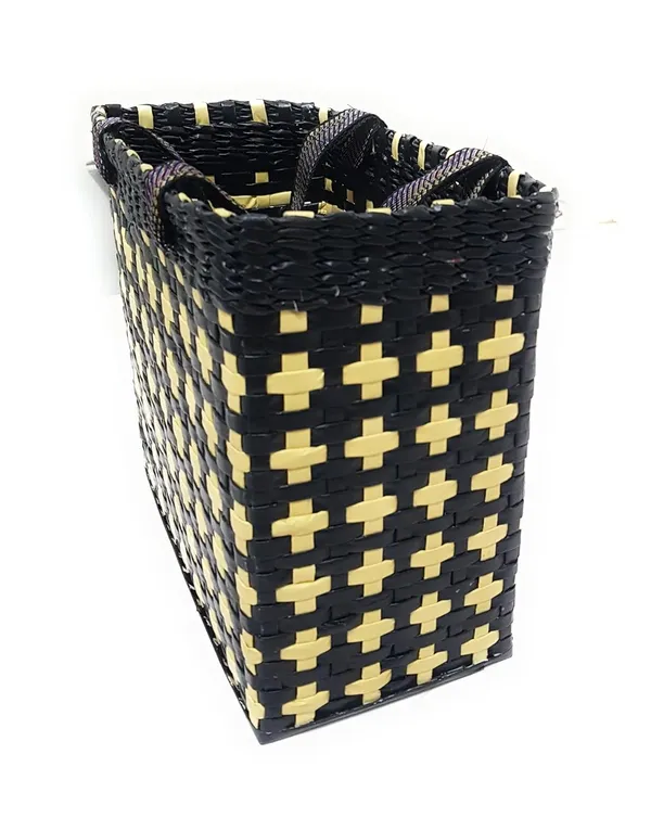 Sonas_Creation_Paperus,_Medium_Size,_Lunch_Bag,_Tiffin_Basket_for_Office,_Food_Basket,_with_Double_Top_Handles,_Eco-Friendly,_Handmade_of_Paper_Ropes,_Ht._11,_Lnth_12,_6-Inch-Wide_Base_(Black)
