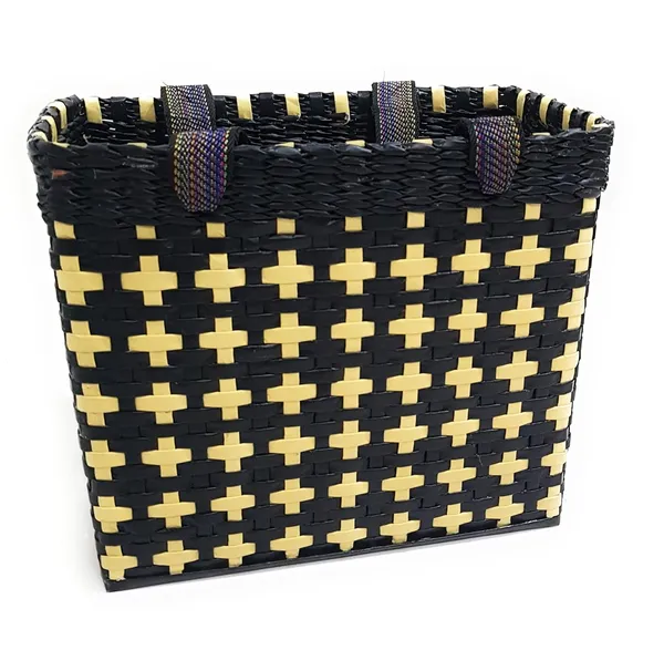 Sonas_Creation_Paperus,_Medium_Size,_Lunch_Bag,_Tiffin_Basket_for_Office,_Food_Basket,_with_Double_Top_Handles,_Eco-Friendly,_Handmade_of_Paper_Ropes,_Ht._11,_Lnth_12,_6-Inch-Wide_Base_(Black)
