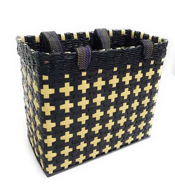Sonas_Creation_Paperus,_Medium_Size,_Lunch_Bag,_Tiffin_Basket_for_Office,_Food_Basket,_with_Double_Top_Handles,_Eco-Friendly,_Handmade_of_Paper_Ropes,_Ht._11,_Lnth_12,_6-Inch-Wide_Base_(Black)