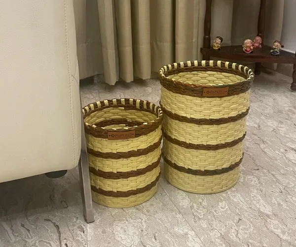 Paperus,_Set_of_Big_&_Small_Dustbin_for_Home,_Waste_Basket_11_&_8_Inch_Tall