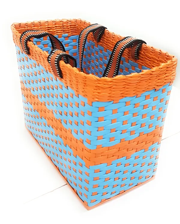 Sonas_Creation_Paperus,_Large,_Sky_Blue_&_Orange,_Lunch_Bag_for_Office,_Tiffin_Basket,_Picnic_Basket,_Carry_Bag,_Eco-Friendly,_Handmade,_of_Paper_Ropes_Ht._11,_LTH_14,_B_7_inch