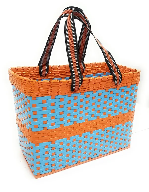 Sonas_Creation_Paperus,_Large,_Sky_Blue_&_Orange,_Lunch_Bag_for_Office,_Tiffin_Basket,_Picnic_Basket,_Carry_Bag,_Eco-Friendly,_Handmade,_of_Paper_Ropes_Ht._11,_LTH_14,_B_7_inch