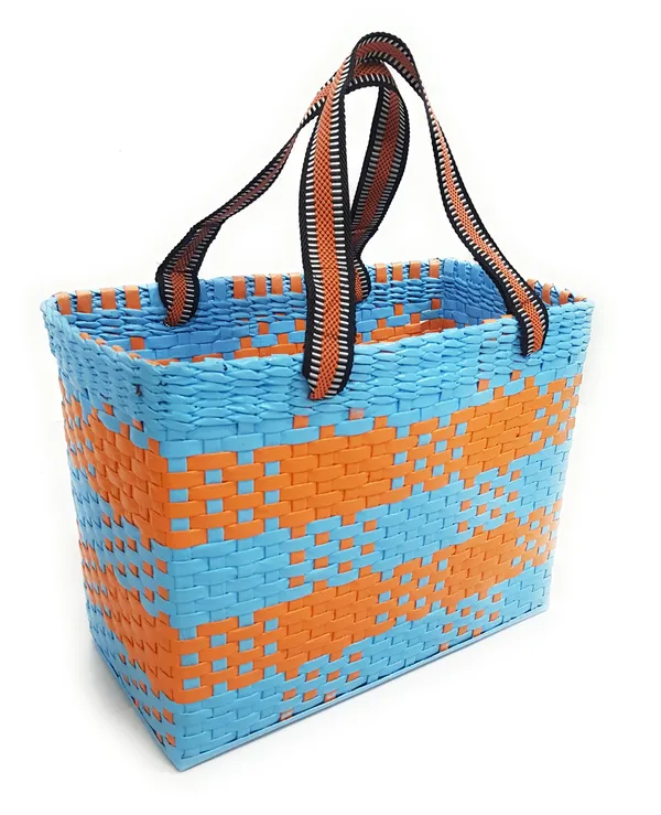 Sonas_Creation_Paperus,_Large,_Sky_Blue_&_Orange,_Lunch_Bag_for_Office,_Tiffin_Basket,_Picnic_Basket,_Carry_Bag,_Eco-Friendly,_Handmade,_of_Paper_Ropes_Ht._11,_LTH_14,_B_7_inch
