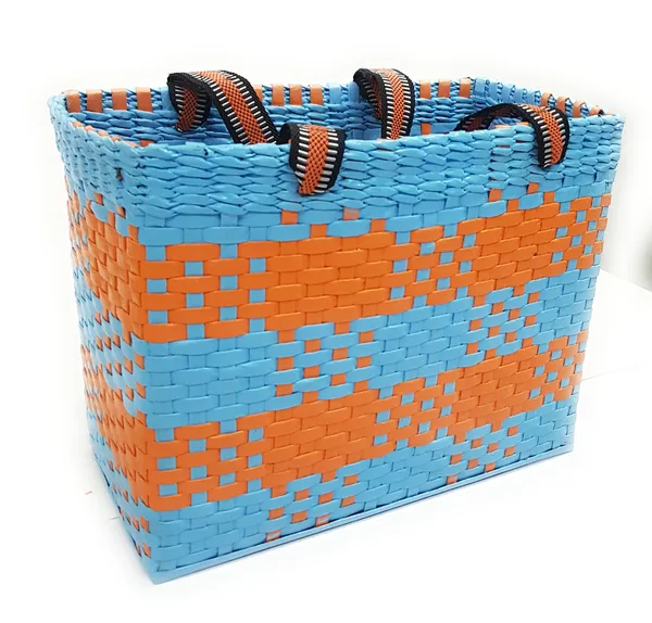 Sonas_Creation_Paperus,_Large,_Sky_Blue_&_Orange,_Lunch_Bag_for_Office,_Tiffin_Basket,_Picnic_Basket,_Carry_Bag,_Eco-Friendly,_Handmade,_of_Paper_Ropes_Ht._11,_LTH_14,_B_7_inch