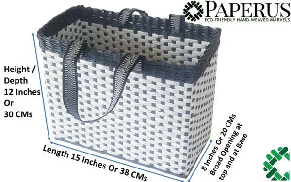 Sonas_Creation_Paperus,_Extra_Large,_XL,_White_Grey,_Lunch_Bag,_Tiffin_Basket_for_Office,_Big_Picnic_Basket,_Travel_Bag,_Handbag,_Eco-Friendly,_Handmade_of_Paper_Ropes,_in_Inch_H_12,_L15,_B_8
