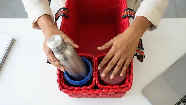 Sonas_Creation_Paperus,_Red,_Large,_Lunch_Bag_with_2_Water_Bottle_Holders,_Tiffin_Basket,_Picnic_Basket,_Travel_Bag,_Eco-Friendly,_Handmade,_of_Paper_Ropes,_Length_14”,_Height_11”_&_7_Inch_Broad_Base