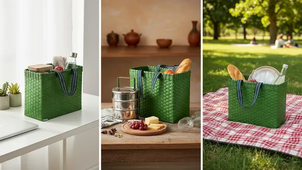 Sonas_Creation,_Green,_Large,_Lunch_Bag,_Picnic_Basket,_Handmade,_of_Paper_Ropes