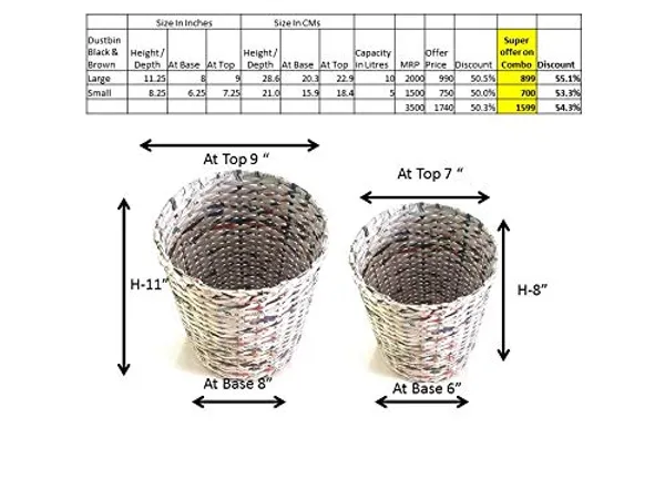 Sonas_Creation_Set_of_Big_&_Small_Dustbin_for_Home_Bedroom_11_&_8_Inch_Tall