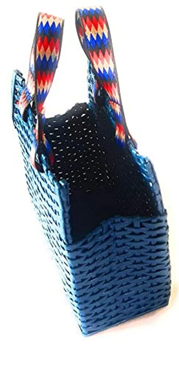 Sonas_Creation_Paperus,_Blue,_Small_Ladies_Purse,_Tote,_Handbag,_Eco-friendly,_Handmade,_of_Paper_Ropes_Height_11,_Length_10_&_5_inch_Wide_Flat_Base