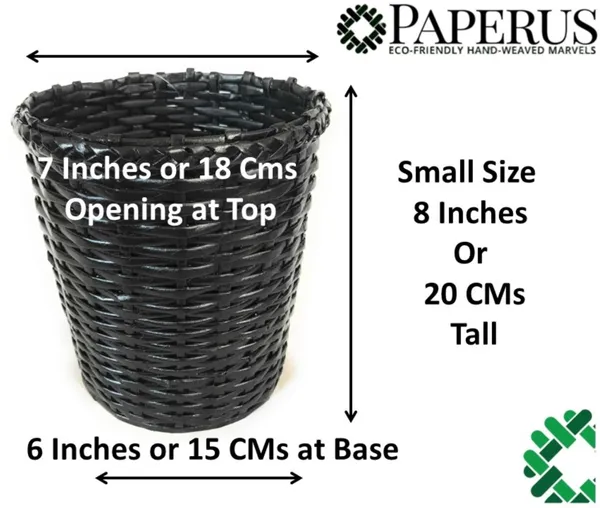 Paperus_Sonas_Creation,_SMALL_Black_Open_Dustbin_for_Home_5_Ltr_8_inch_Tall