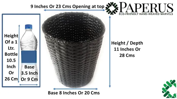 Paperus_Sonas_Creation,_Black_Open-Top_Dustbin_for_Home_10_Ltr_11_inch_Tall