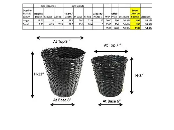 Sonas_Creation_Set_of_Big_&_Small_Dustbin_for_Home_Bedroom_11_&_8_Inch_Tall