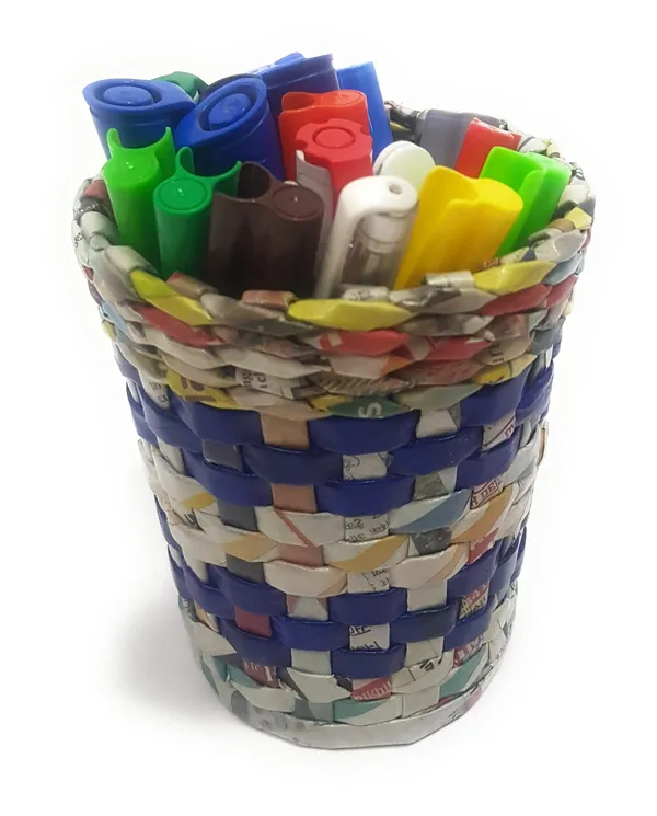Sonas_Creation_Paperus,_Pen_Stand,_Pencil_Holder,_Pen_Holder,_Makeup_Brushes,_5_Inch_or_13_CMs_in_Height,_4.5_Inch_or_11_CMs_Opening_at_Top,_Eco-friendly,_Handmade,_of_Paper_Ropes