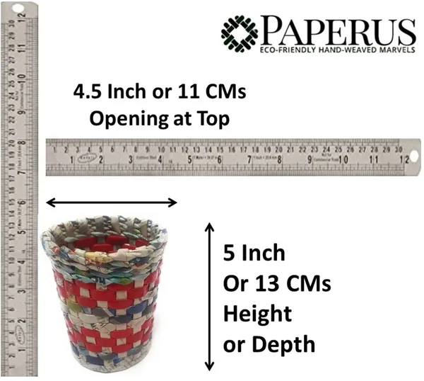 Sonas_Creation_Paperus,_Pen_Stand,_Pencil_Holder,_Pen_Holder,_Makeup_Brushes,_5_Inch_or_13_CMs_in_Height,_4.5_Inch_or_11_CMs_Opening_at_Top,_Eco-friendly,_Handmade,_of_Paper_Ropes