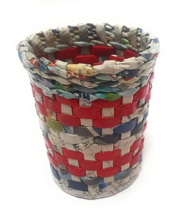 Sonas_Creation_Paperus,_Pen_Stand,_Pencil_Holder,_Pen_Holder,_Makeup_Brushes,_5_Inch_or_13_CMs_in_Height,_4.5_Inch_or_11_CMs_Opening_at_Top,_Eco-friendly,_Handmade,_of_Paper_Ropes