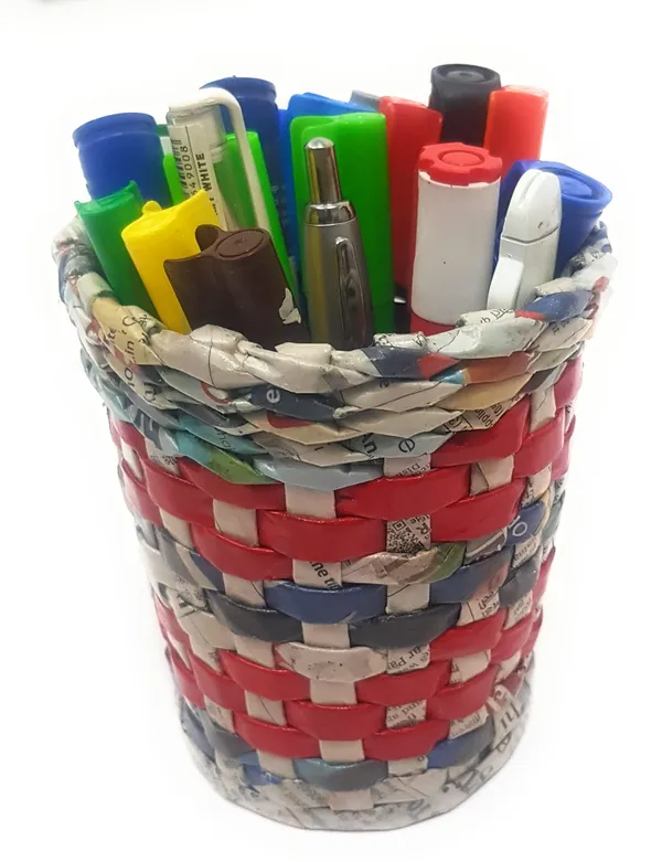 Sonas_Creation_Paperus,_Pen_Stand,_Pencil_Holder,_Pen_Holder,_Makeup_Brushes,_5_Inch_or_13_CMs_in_Height,_4.5_Inch_or_11_CMs_Opening_at_Top,_Eco-friendly,_Handmade,_of_Paper_Ropes