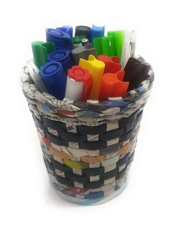 Sonas_Creation_Paperus,_Pen_Stand,_Pencil_Holder,_Pen_Holder,_Makeup_Brushes,_5_Inch_or_13_CMs_in_Height,_4.5_Inch_or_11_CMs_Opening_at_Top,_Eco-friendly,_Handmade,_of_Paper_Ropes