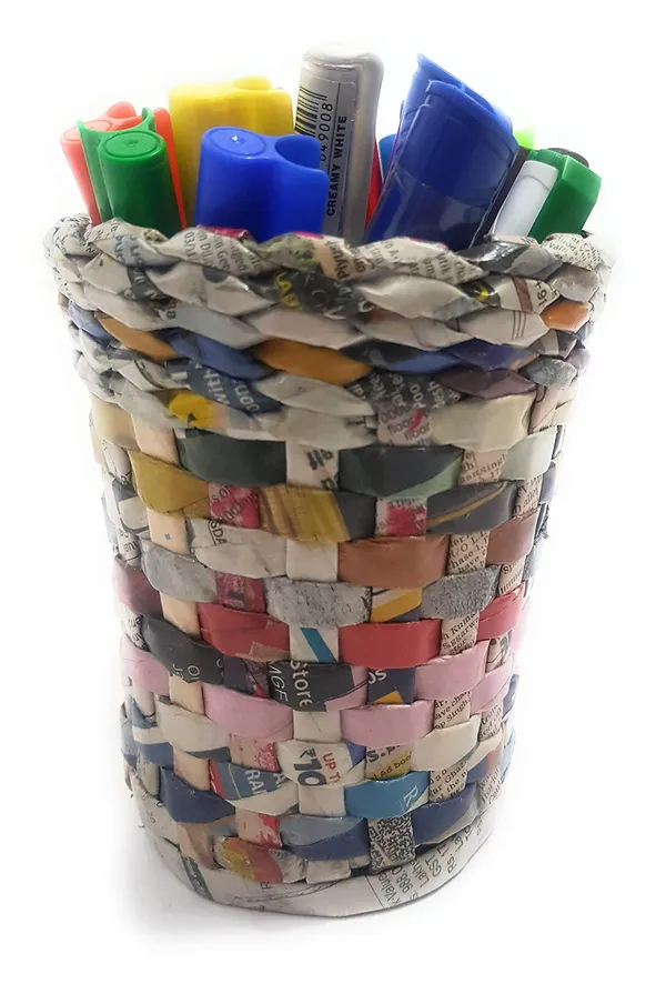Sonas_Creation_Paperus,_Pen_Stand,_Pencil_Holder,_Pen_Holder,_Makeup_Brushes,_5_Inch_or_13_CMs_in_Height,_4.5_Inch_or_11_CMs_Opening_at_Top,_Eco-friendly,_Handmade,_of_Paper_Ropes