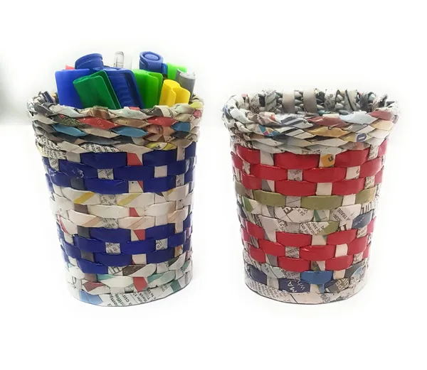 Sonas_Creation_Paperus,_Set_of_2_Pen_Stands,_Pencil_Holders,_Pen_Holder,_Makeup_Brushes,_5_Inch_or_13_CMs_in_Height,_4.5_Inch_or_11_CMs_Opening_at_Top,_Eco-friendly,_Handmade,_of_Paper_Ropes