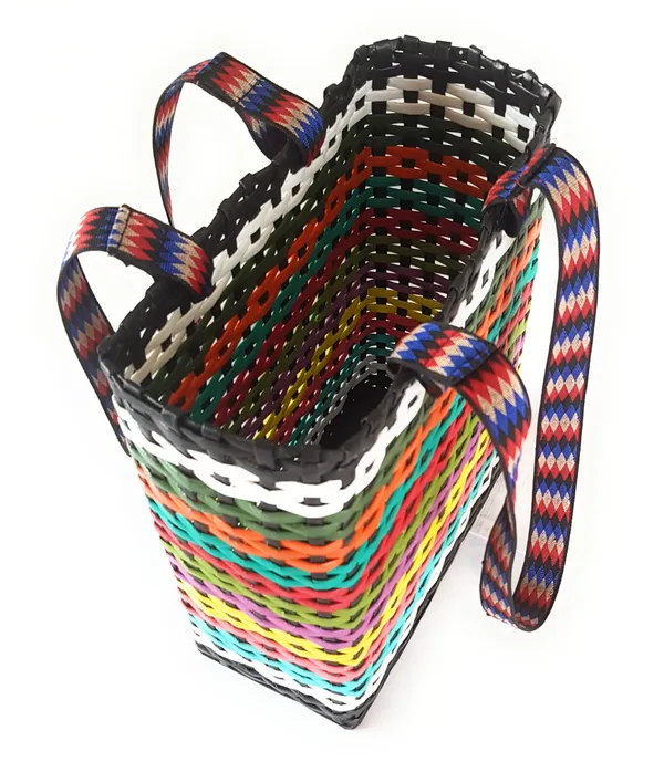 Sonas_Creation_PAPERUS_Unisex_Small_Multi-Color_Carry_Bag,_Shopping_Bag,_Handbag_for_Lunchbox_Tiffin,_Water_Bottles,_Eco-Friendly_Handmade_of_Paper_Ropes,_Height_11,_Length_10,_5_inch_Wide_Base