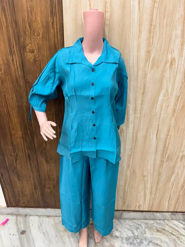 Turquoise_Button_Front_Co_Ord_Set_for_Women