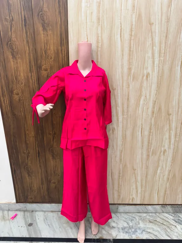 Pink_Relaxed_Fit_Shirt_And_Cropped_Pants_Set_for_Women