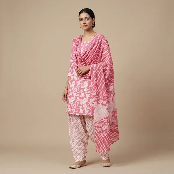 Pink_Cotton_Printed_Unstitched_Suit_Set_For_Women