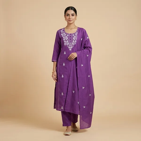 Blue_Cotton_Embroidered_Unstitched_Suit_Set_For_Women