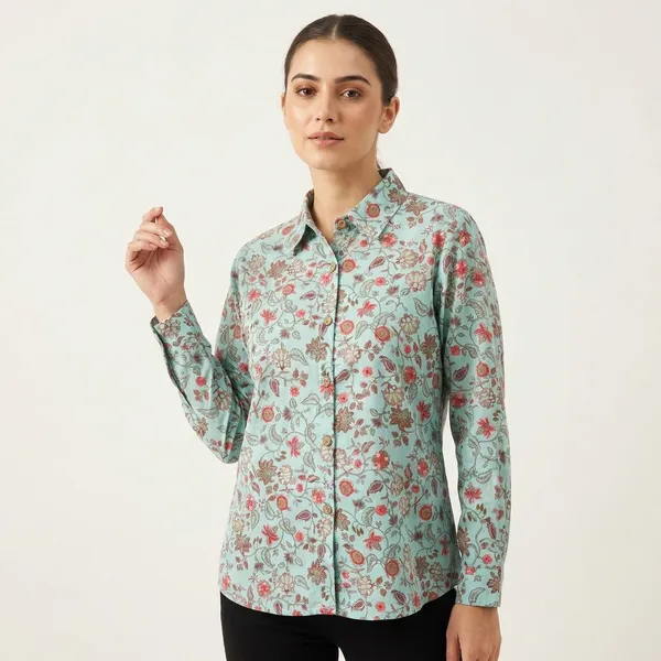 Green_Floral_Cotton_Blend_Relaxed_Fit_Full_Sleeve_Shirt_For_Women