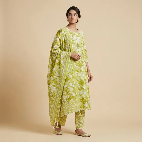 Green_Cotton_Relaxed_Floral_Embroidered_Suit_Set_For_Women