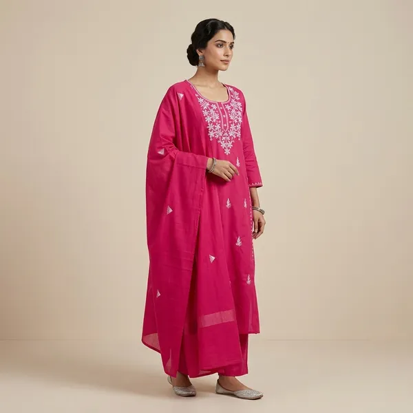 Magenta_Cotton_Embroidered_Salwar_Suit_Set_For_Women