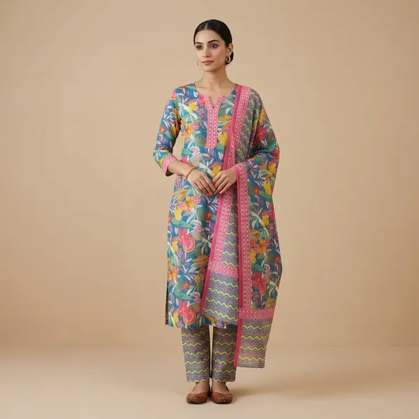 Grey_Cotton_Floral_Botanical_Printed_Suit_Set_For_Women